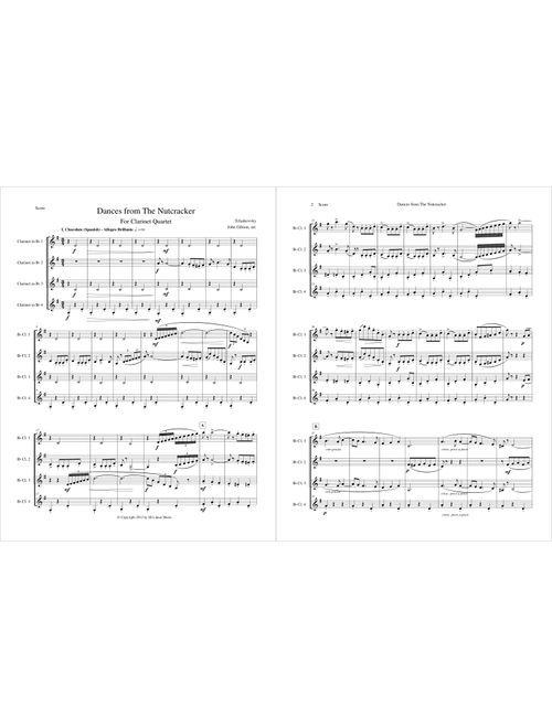 Six Dances from The Nutcracker by Tchaikowsky for Clarinet Quartet (Arr. John Gibson) (Woodwind Ensemble)