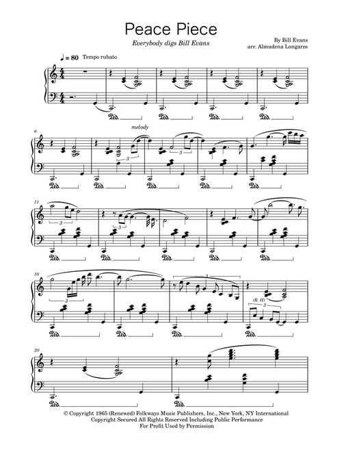 Peace Piece (Arr. Almudena Longares) - Bill Evans (Piano Solo)