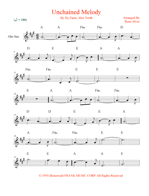 Unchained Melody (Arr. Rene Alves) - Al Hibbler (Alto Sax Solo)
