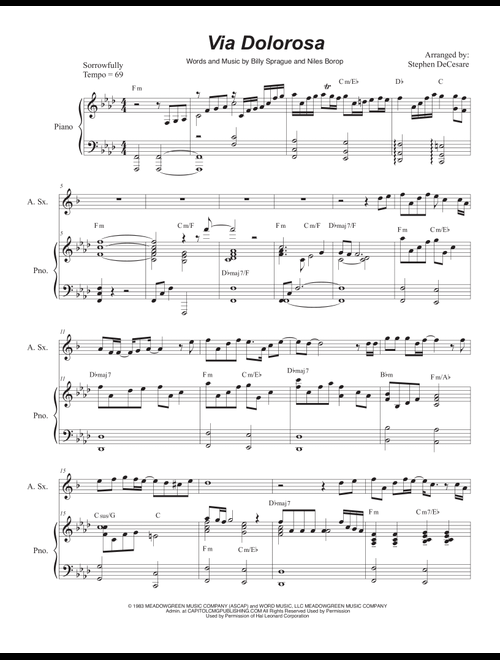 Via Dolorosa (Arr. Stephen DeCesare) - Sandi Patty (Alto Sax and Piano)