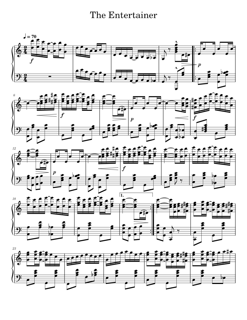 The Entertainer – Scott Joplin Sheet Music for Piano (Solo) | MuseScore.com