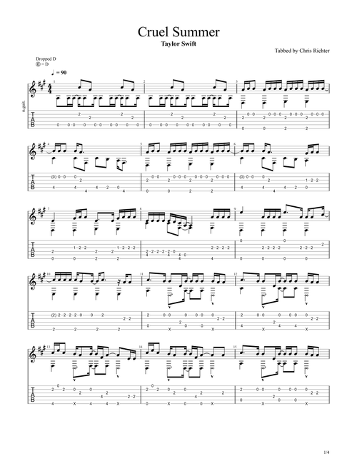 Cruel Summer (Arr. Chris Richter) - Taylor Swift (Solo Guitar)
