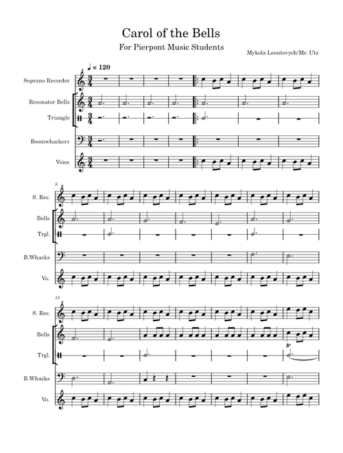 Carol Of The Bells – Unknown author