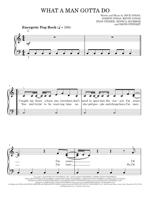 What a man gotta do - Jonas Brothers (Easy Piano)