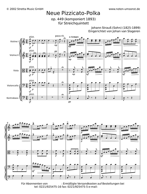 Pizzicato Polka for String Quartet - Johann Strauss Jr.