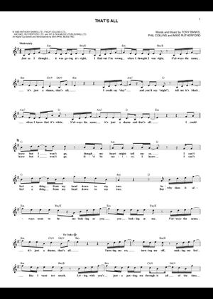 Play Official version of That's All Sheet Music by Genesis for