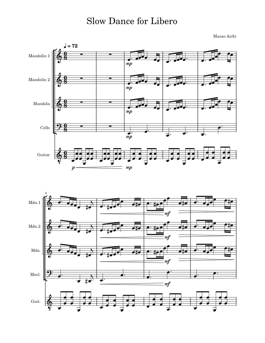 Slow Dance for Libero Sheet music for Guitar, Mandolin (String Ensemble