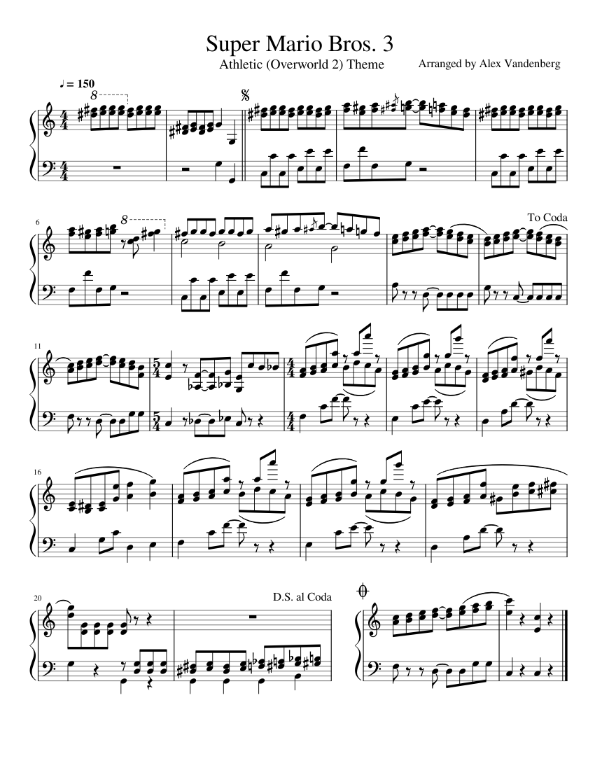 Super mario world athletic theme piano discount