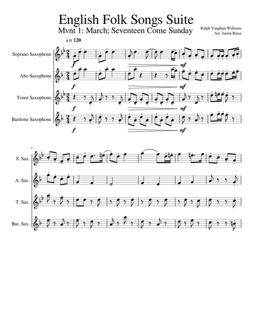 English Folk Songs Suite Sax Quartet