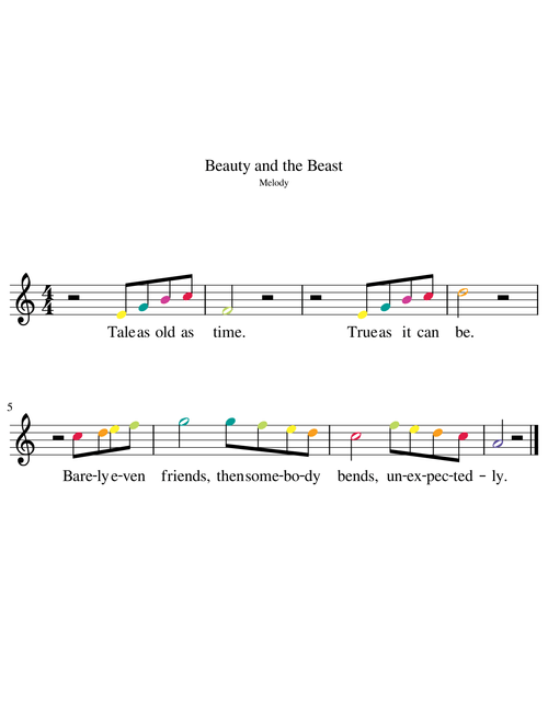 Beauty-and-the-Beast in-C Melody Large