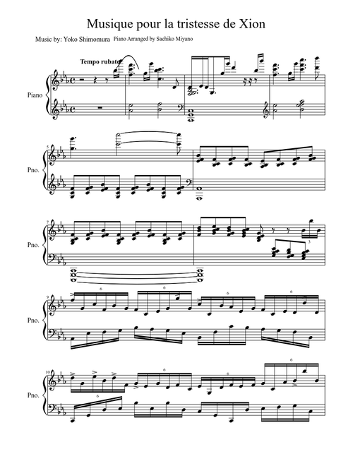 Musique pour la tristesse de Xion