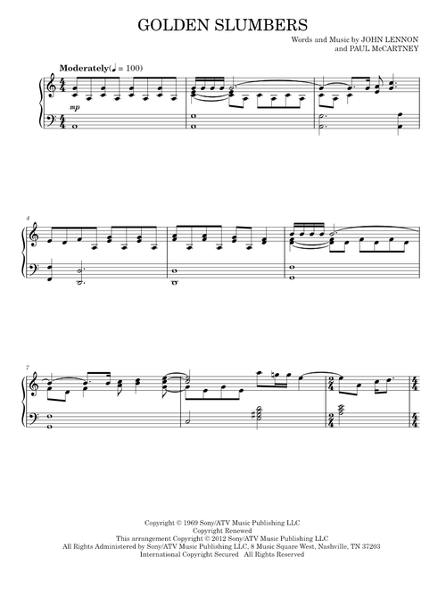 Golden Slumbers - John Lennon, Paul McCartney, The Beatles (Piano Solo)