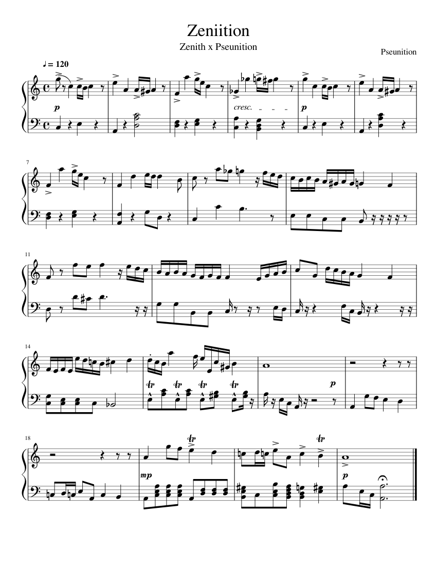 Partition Zenium Zeniition Sheet music for Piano (Solo) | Musescore.com