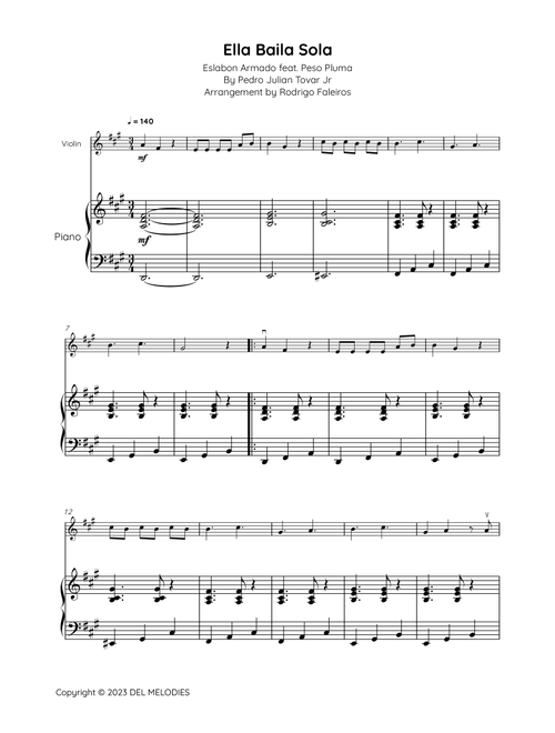 Ella Baila Sola (Arr. Rodrigo Faleiros) - Pedro Julian Tovar Jr (Violin and Piano)