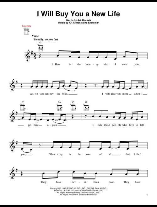 I Will Buy You A New Life - Everclear (Ukulele)