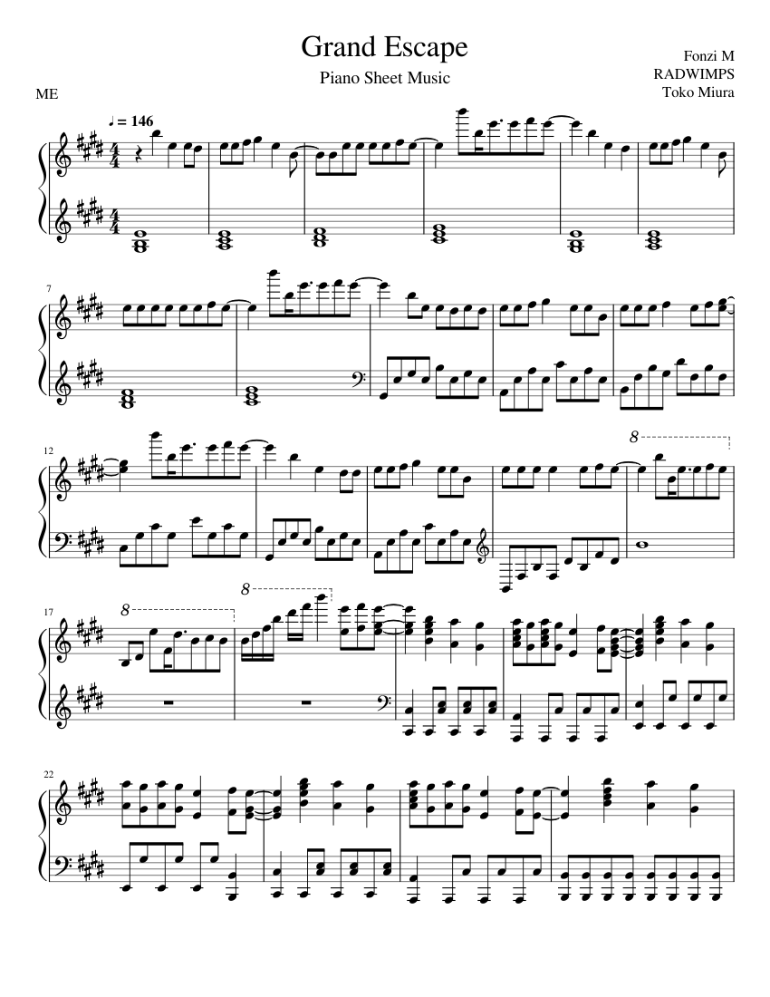 Fonzi M_Grand Escape Sheet music for Piano (Solo