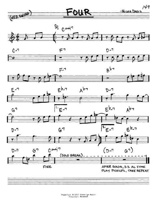 Four - Miles Davis, John Coltrane (Real Book - Melody-Chords)
