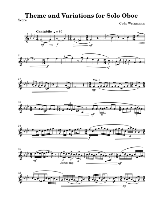 Theme and Variations for Solo Oboe