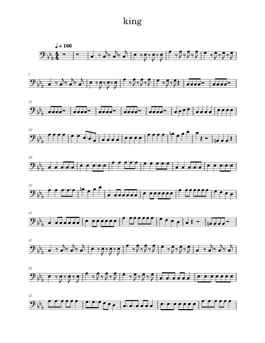 KING – Kanaria king BASS Sheet Music for Bass guitar (Solo