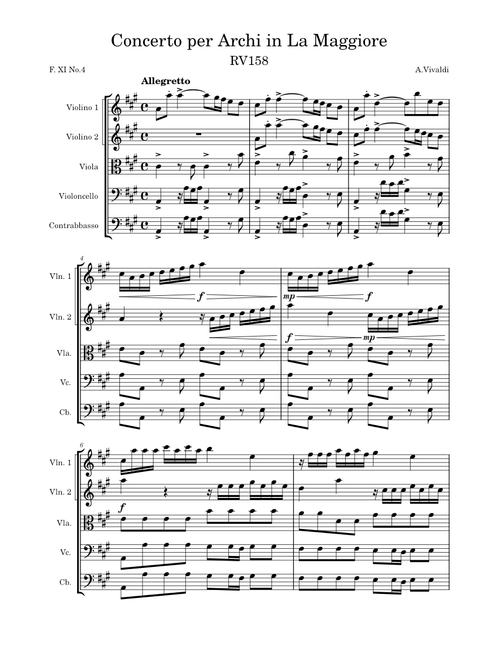 Concerto for Strings in A major, RV 158 – Antonio Vivaldi