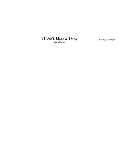 It Don't Mean a Thing (Duke Ellington) - Full Big Band Arrangement