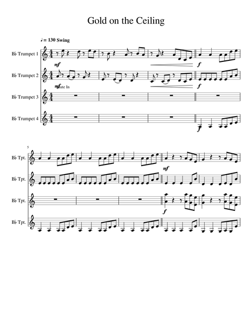 The Black Keys - Gold on the Ceiling (Trumpet, 4 parts, WIP)