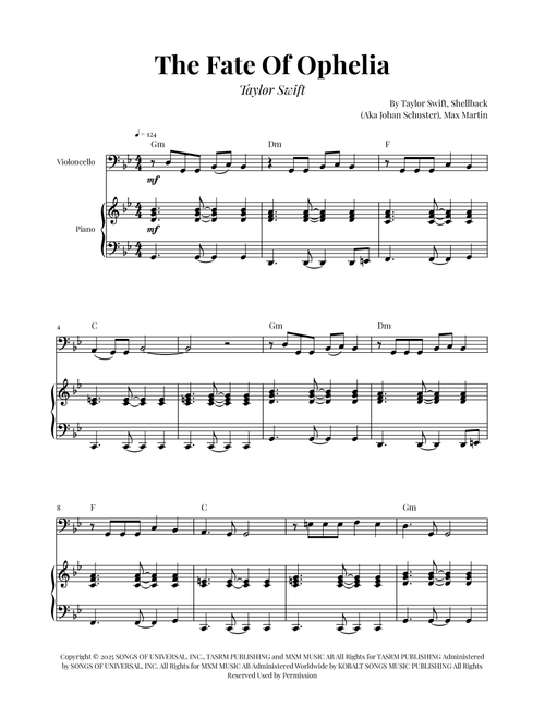 The Fate Of Ophelia (Arr. Glauco Fernandes) - Taylor Swift (Cello and Piano)