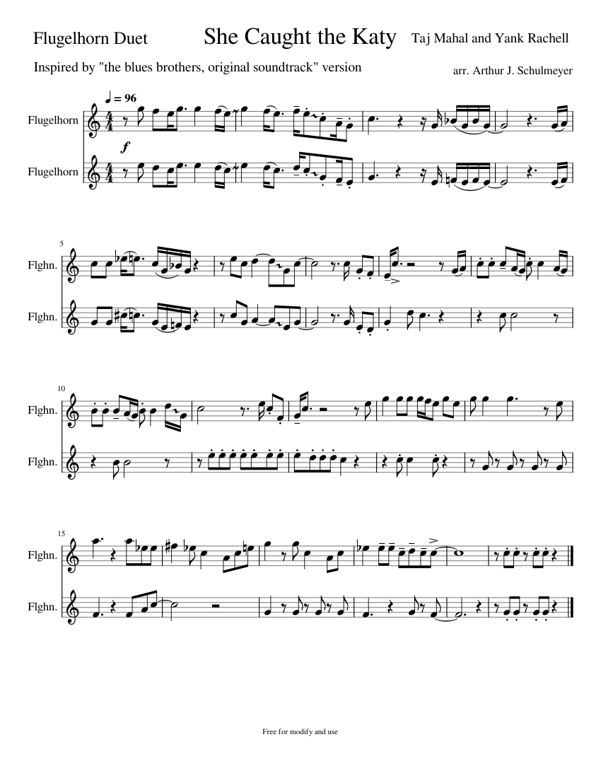 She_Caught_the_Katy Flugelhorn Duet Sheet music for Flugelhorn (Solo