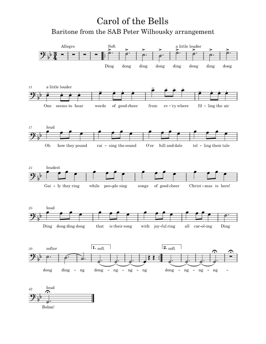 Carol of the bells – Peter Wilhousky Sheet music for Piano (Choral ...