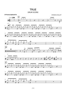 Free True by Spandau Ballet sheet music | Download PDF or Free True by Spandau Ballet sheet music | Download PDF or