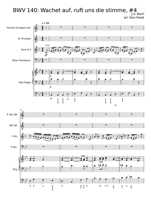 CHORAL 2- WACHET AUF, RUFT UNS DIE STIMME - J. S. Bach (Tausig)