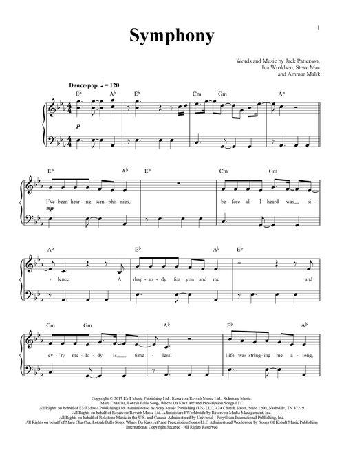 Symphony (feat. Zara Larsson) - Clean Bandit (Easy Piano)
