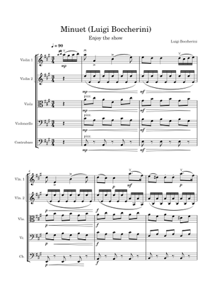 Boccherini Minuet E Major Sheet Music for Piano, Flute, Cello