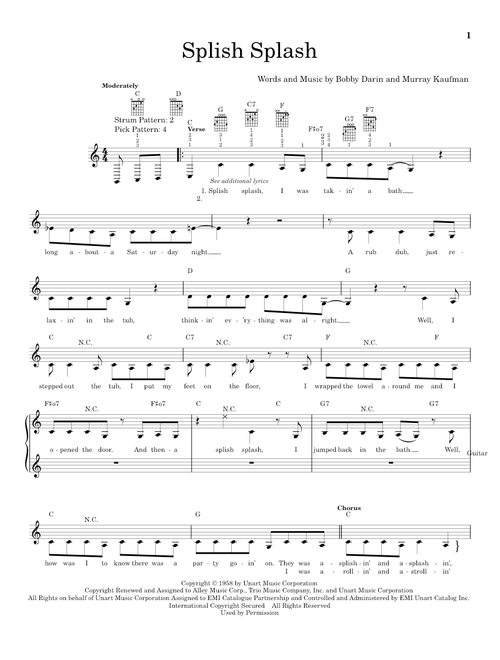 Splish Splash - Bobby Darin (Easy Guitar)