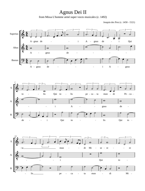 Agnus Dei II – Josquin des Prez