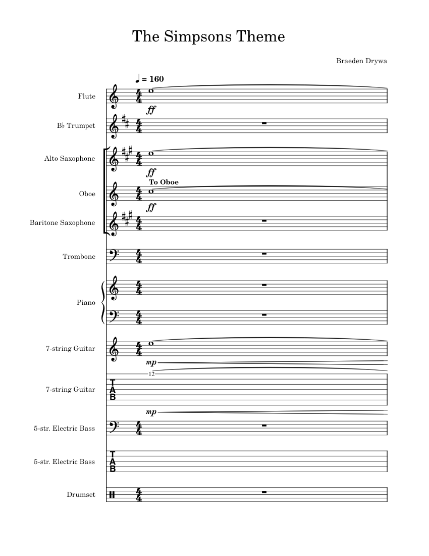 The Simpsons Main Theme Danny Elfman The Simpsons Theme Sheet music
