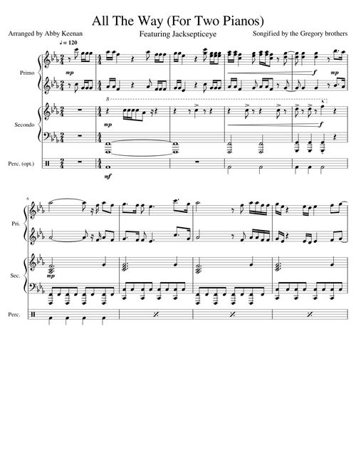 All The Way (for two pianos with opt. percussion)