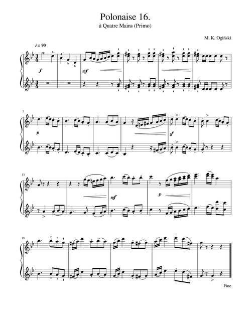 Polonaise à Quatre Mains M. K. Oginsky (Primo)
