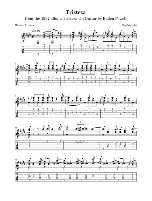 Tristeza – Niltinho & Haroldo Lobo Tristeza - arr. Baden Powell
