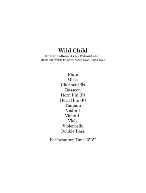 Wild Child (Arr. Erik McIntyre) - Enya (Large Ensemble)
