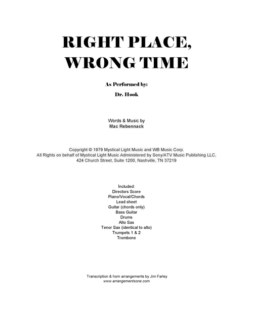 Right Place, Wrong Time (Arr. jfarley@arrangementsone.com) - Dr. John (Large Ensemble)