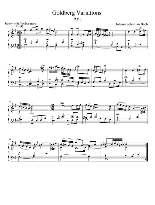 J S Bach Goldberg Aria