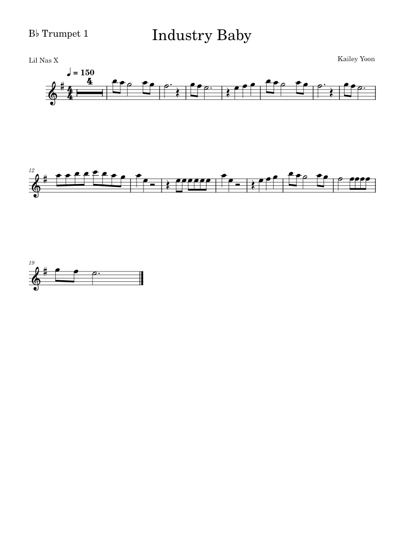 Industry Baby (Trumpet 1) Lil Nas X Sheet music for Trumpet in bflat