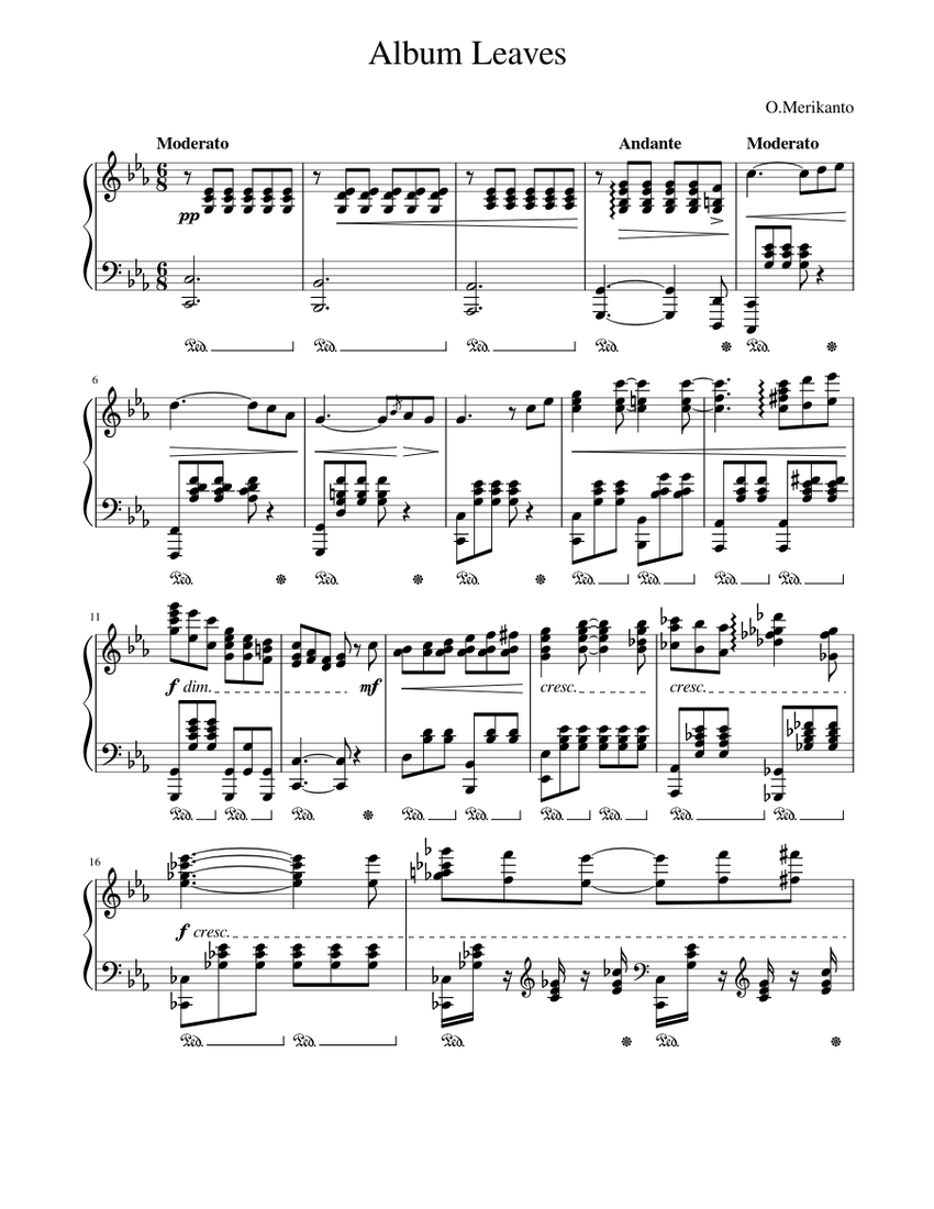 Album Leaves Sheet Music for Piano (Solo) | MuseScore.com