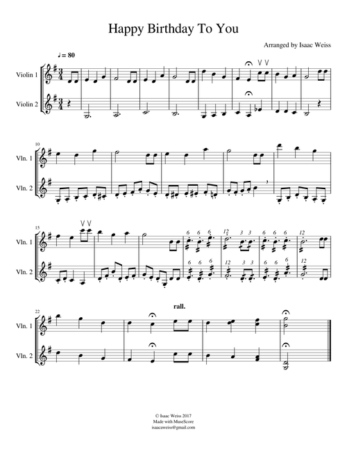 Happy Birthday Violin Duet