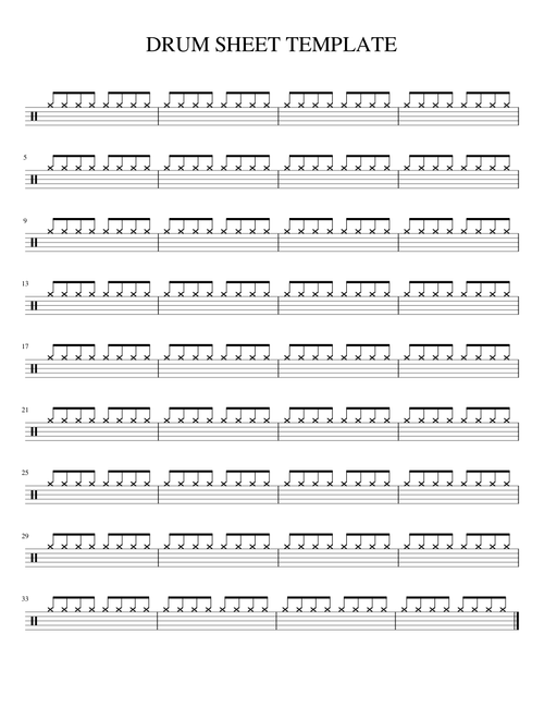 Blank drum sheet template