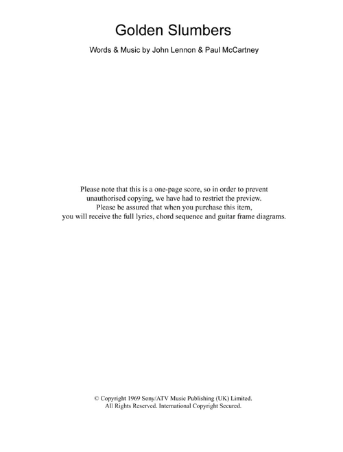 Golden Slumbers - The Beatles (Guitar Chords-Lyrics)