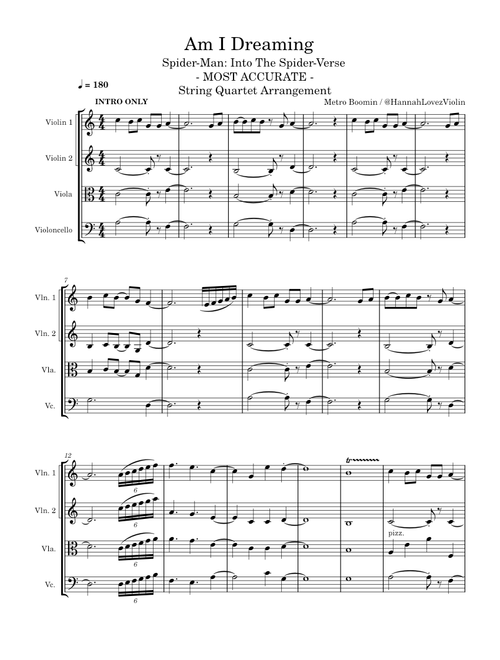 Am I Dreaming – Metro Boomin - MOST ACCURATE String Quartet Arrangement (Intro Only)
