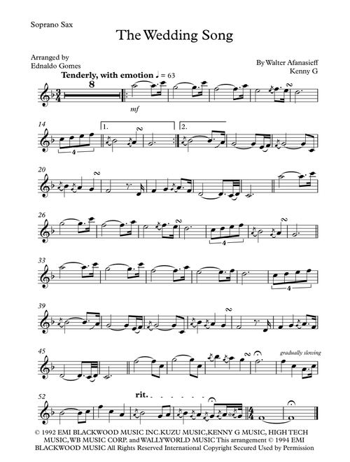 The Wedding Song (Arr. Ednaldo Gomes) - Kenny G (Soprano Sax Solo)