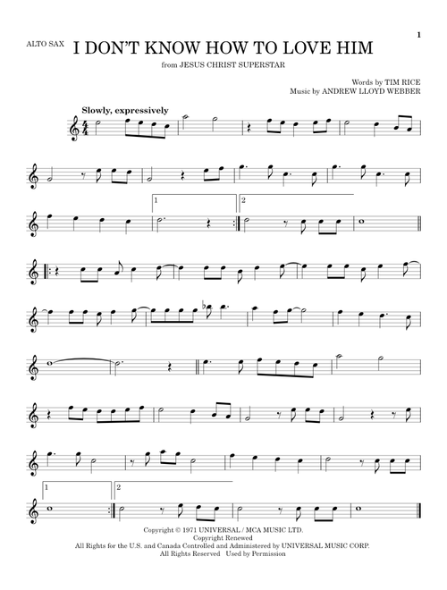 I Don't Know How To Love Him (from Jesus Christ Superstar) - Helen Reddy (Alto Sax Solo)